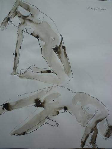 Original Expressionism Nude Drawings by Chantal de Grasse