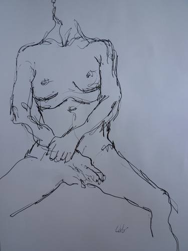 Original Expressionism Nude Drawings by Chantal de Grasse