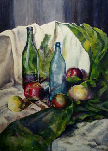 Still life with lemons and apples thumb
