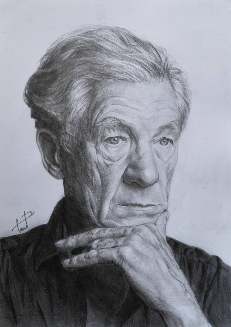 Ian Mckellen Drawing by Radina Georgieva | Saatchi Art