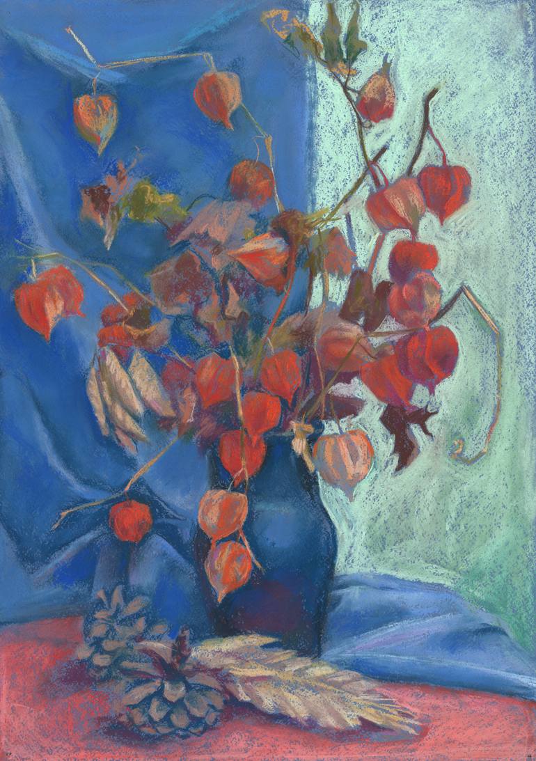 Still Life with Winter Cherry Painting by Julia Khoroshikh | Saatchi Art