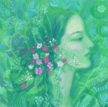 Summer Girl, Imaginary Portrait in Green Shades thumb