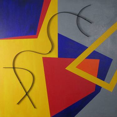 Original Abstract Geometric Paintings by Mindy and Paul RodmanWhite