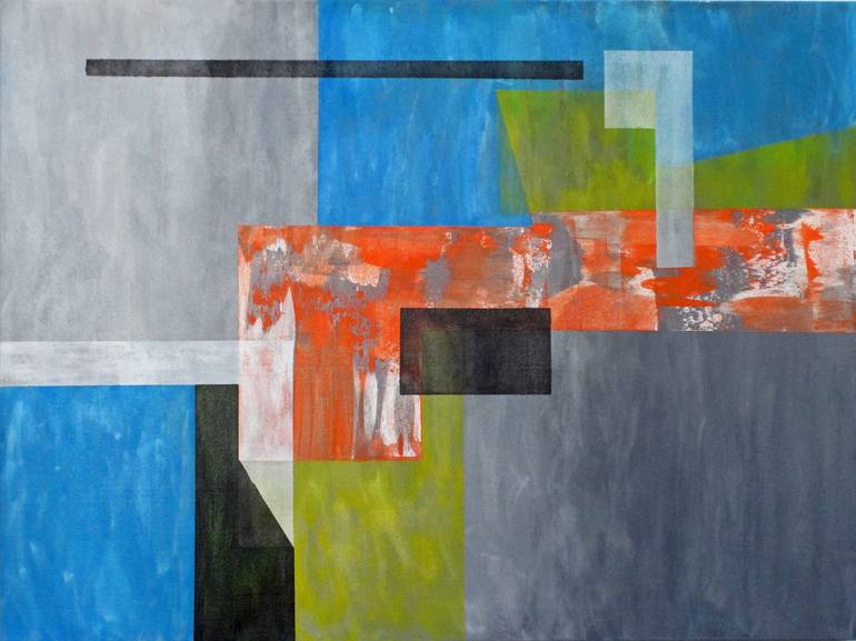 Original Abstract Geometric Painting by Mindy and Paul RodmanWhite