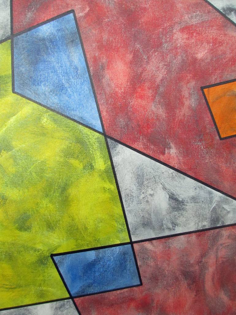 Original Abstract Geometric Painting by Mindy and Paul RodmanWhite
