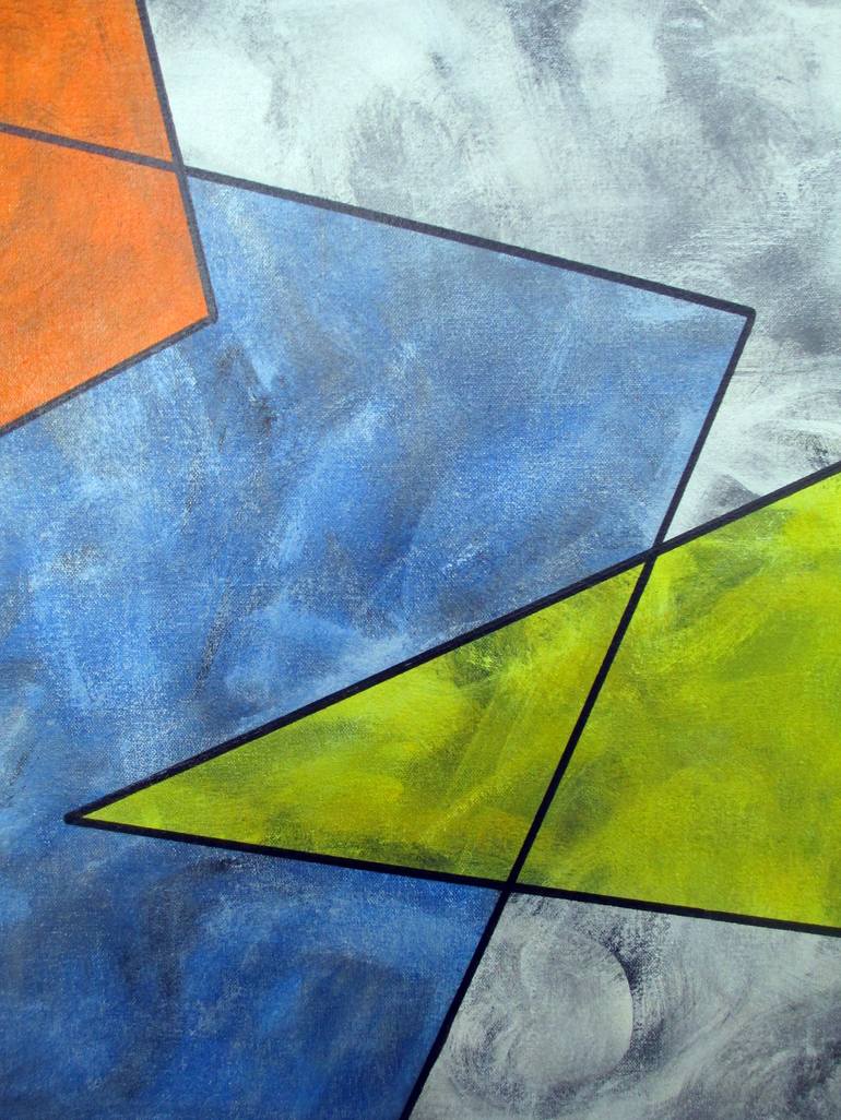 Original Abstract Geometric Painting by Mindy and Paul RodmanWhite