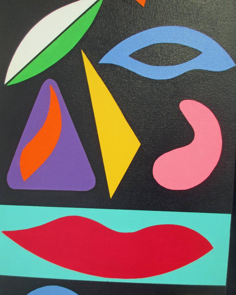 Original Pop Art Abstract Painting by Mindy and Paul RodmanWhite