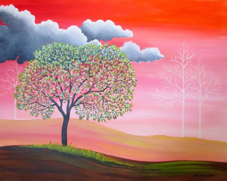 Print of Folk Landscape Paintings by Carol Sabo