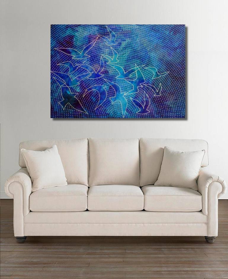 Birds Flying High II Painting by Marina Krylova | Saatchi Art