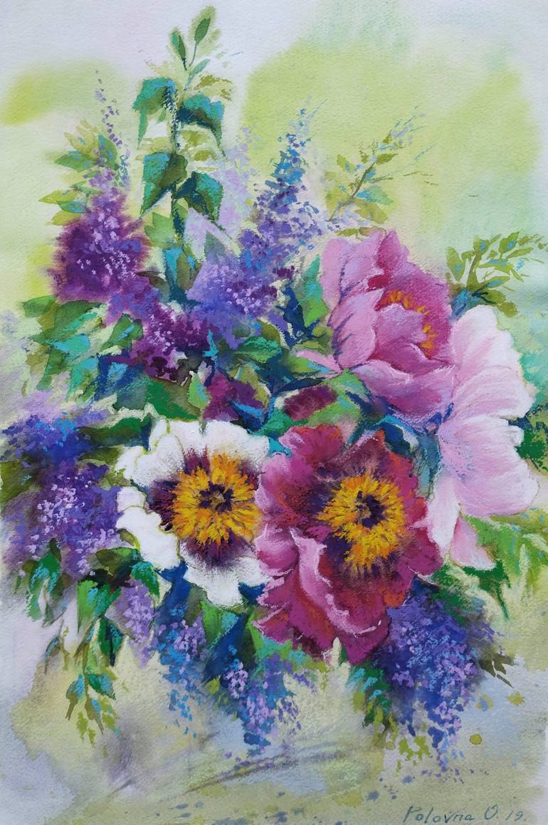 Original Fine Art Floral Painting by Olena Polovna