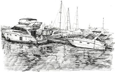 Print of Yacht Drawings by Bogdan Shiptenko