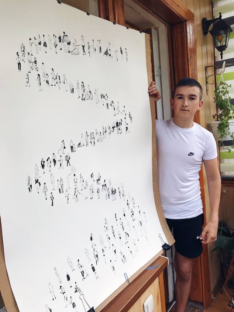 Original Other People Drawing by Bohdan Shyptenko