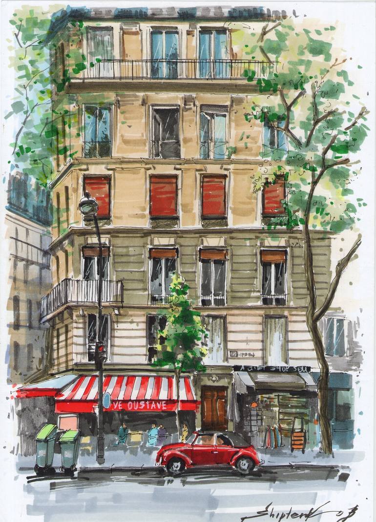 Paris Street Scene Drawing By Bogdan Shiptenko Saatchi Art