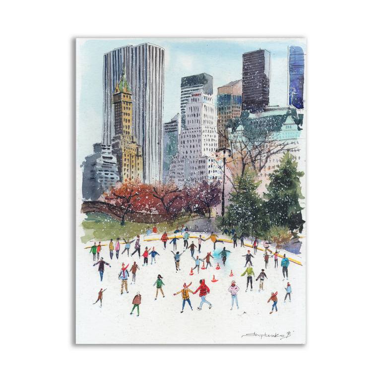Original Illustration Cities Painting by Bohdan Shyptenko