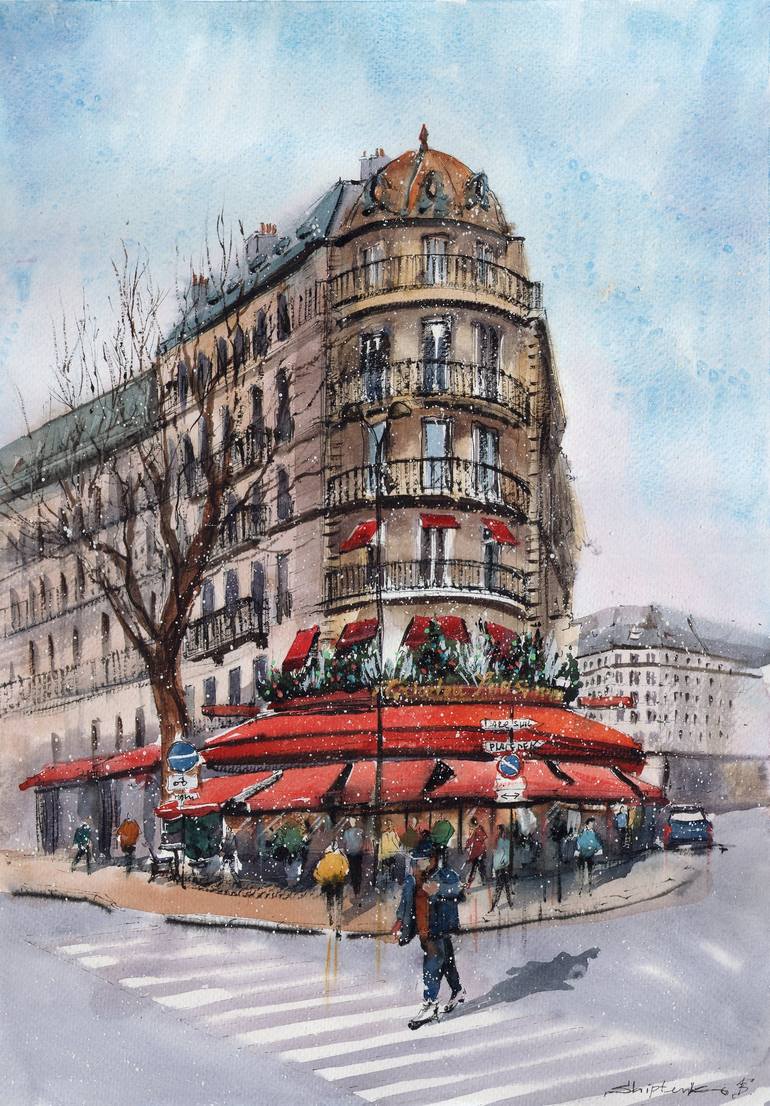 The beginning of Winter in Paris Painting by Bogdan Shiptenko | Saatchi Art
