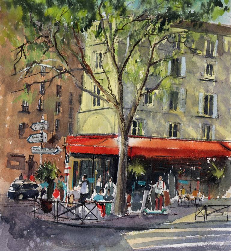 paris street cafe scene