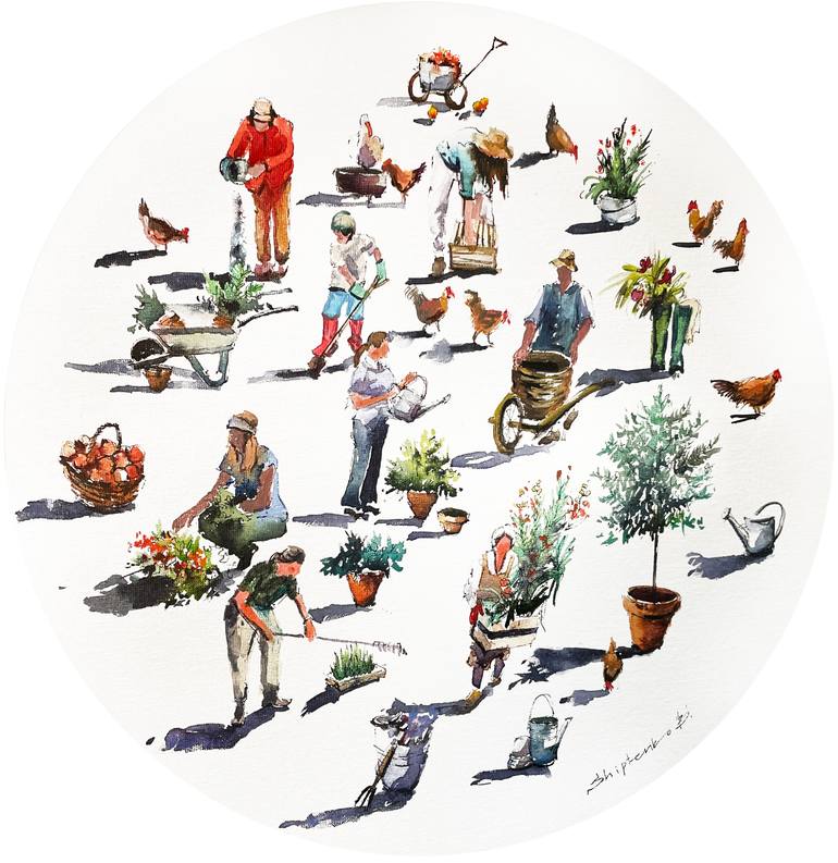 Original Figurative Garden Painting by Bohdan Shyptenko