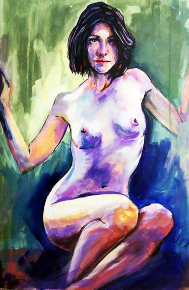 Print of Realism Nude Paintings by lia chavchanidze