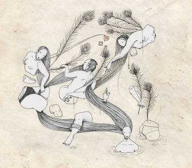 Original Surrealism Women Drawings by Fátima Menchén