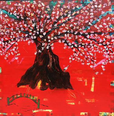Japanese Sakura Tree & Crane thumb