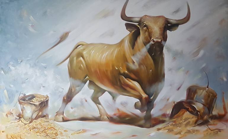 Original Painting For Sale Golden Bull Painting By Vadim Kovalev Saatchi Art