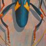 Beetles are some of the most versatile species on earth. Though their physique is basically the same within all beetles, they differ widely in size, color, mandibles, antennae and other modulations of their body shape. Many of them are real flying jewels. I enjoy very much to paint them, somMore paintings of beetles will certainly come.
Acrylic on canvas panel, covered with several layers of UV-resistant varnish.