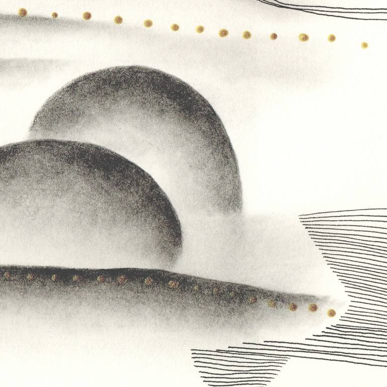 Original Abstract Outer Space Drawing by Françoise Zia