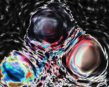 Print of Abstract Outer Space Mixed Media by Françoise Zia
