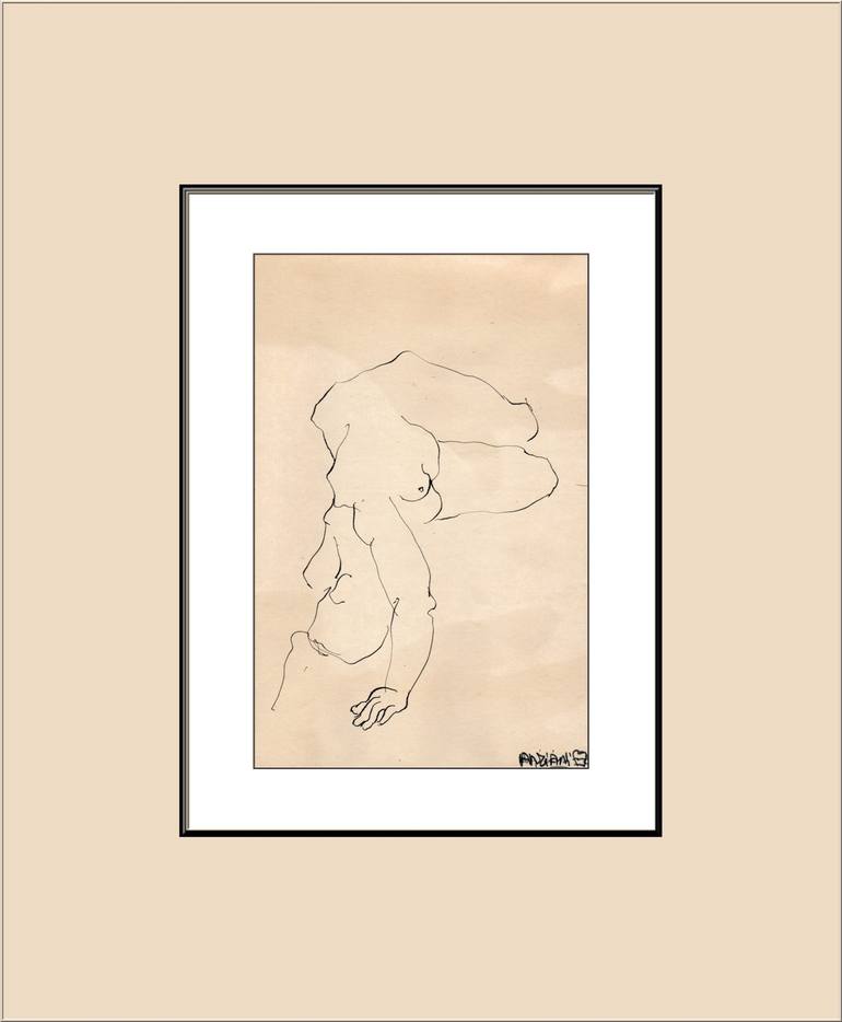 Original Nude Drawing by Françoise Zia