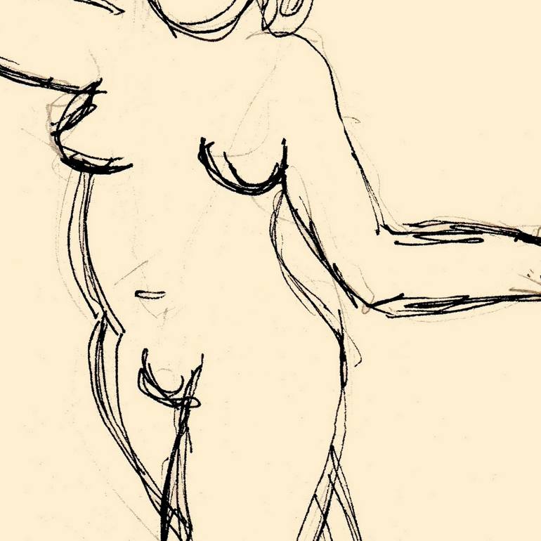 Original Figurative Nude Drawing by Françoise Zia