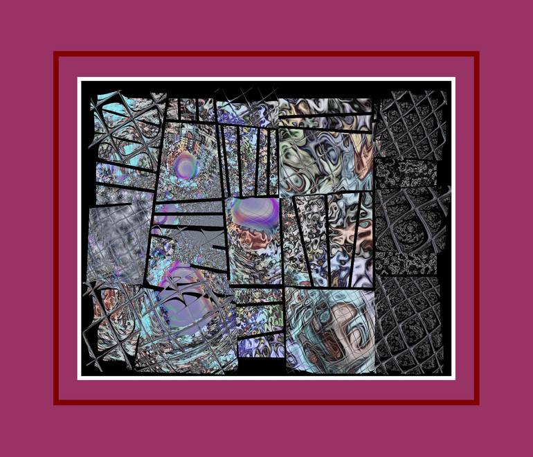 Original Abstract Outer Space Mixed Media by Françoise Zia