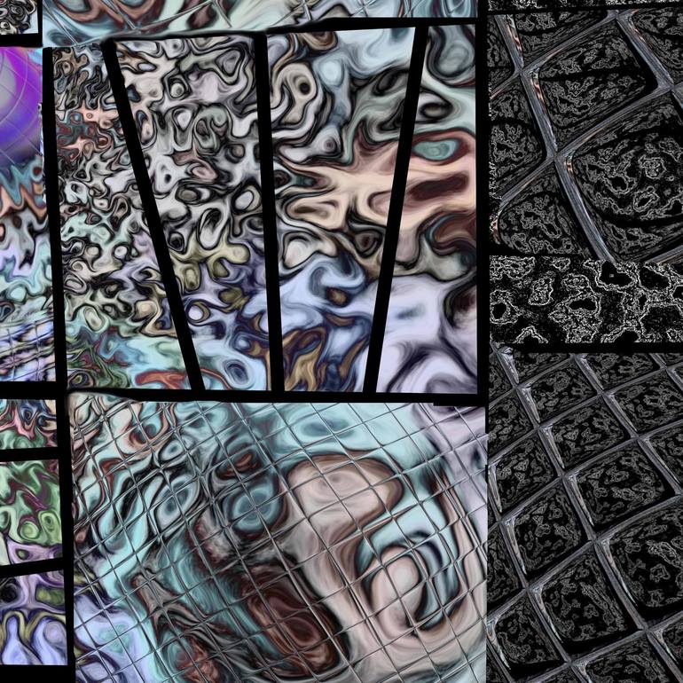 Original Abstract Outer Space Mixed Media by Françoise Zia