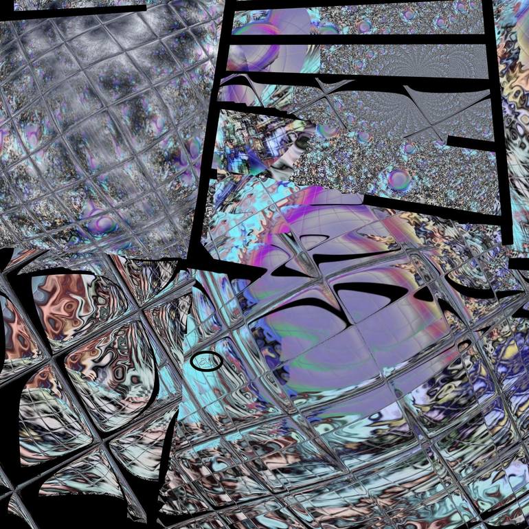 Original Abstract Outer Space Mixed Media by Françoise Zia