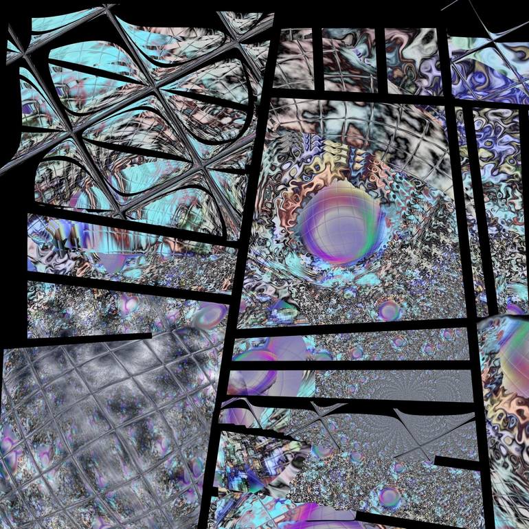 Original Abstract Outer Space Mixed Media by Françoise Zia