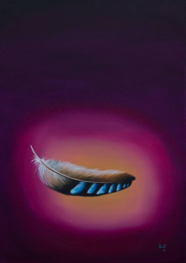 Jay feather Painting by Zuzana Bínová | Saatchi Art