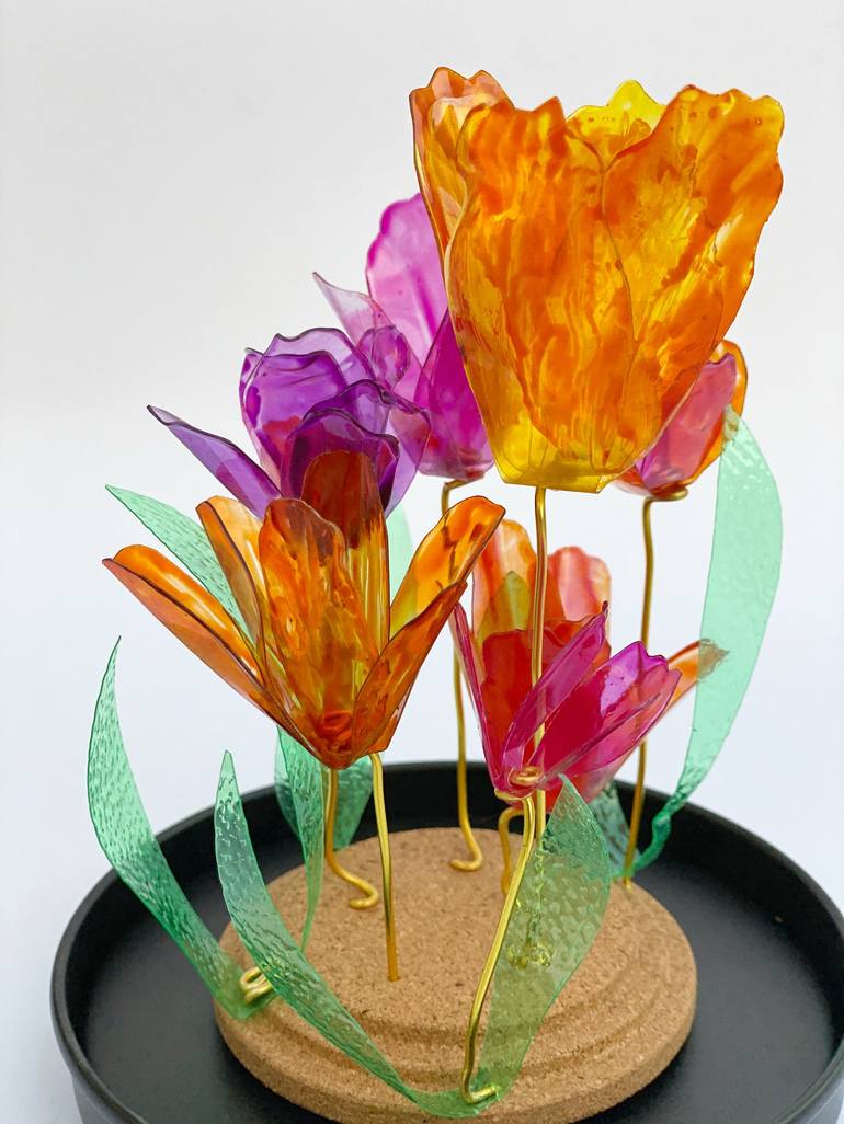 Original Art Deco Floral Sculpture by Swapna Namboodiri