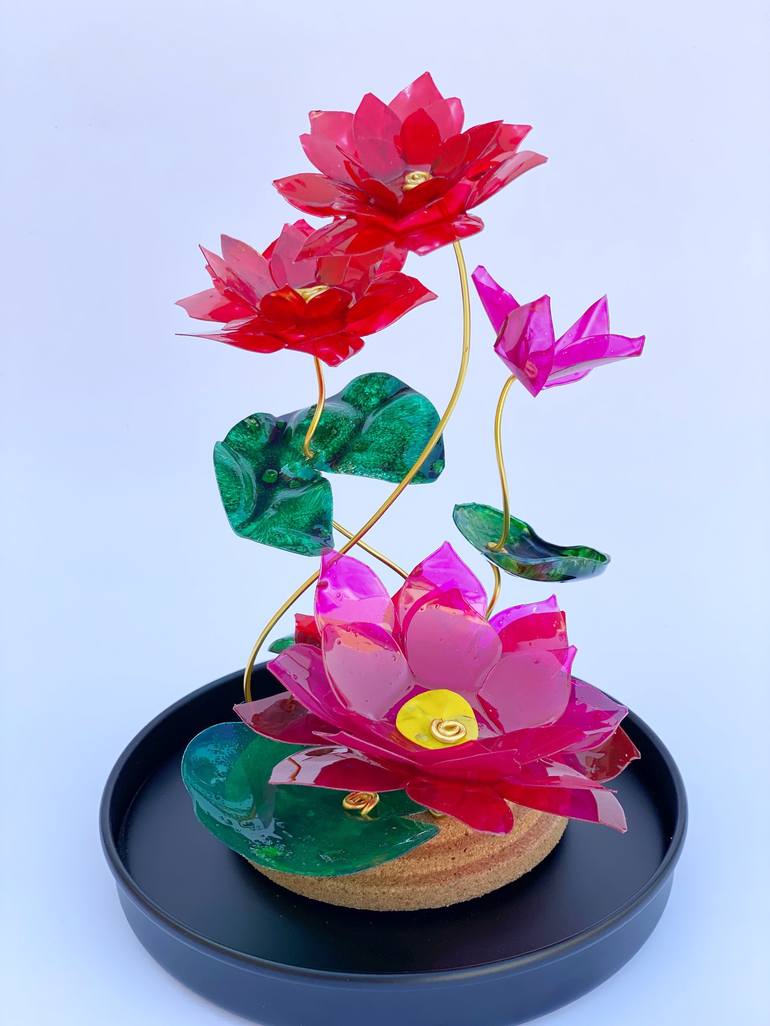 Original Art Deco Floral Sculpture by Swapna Namboodiri