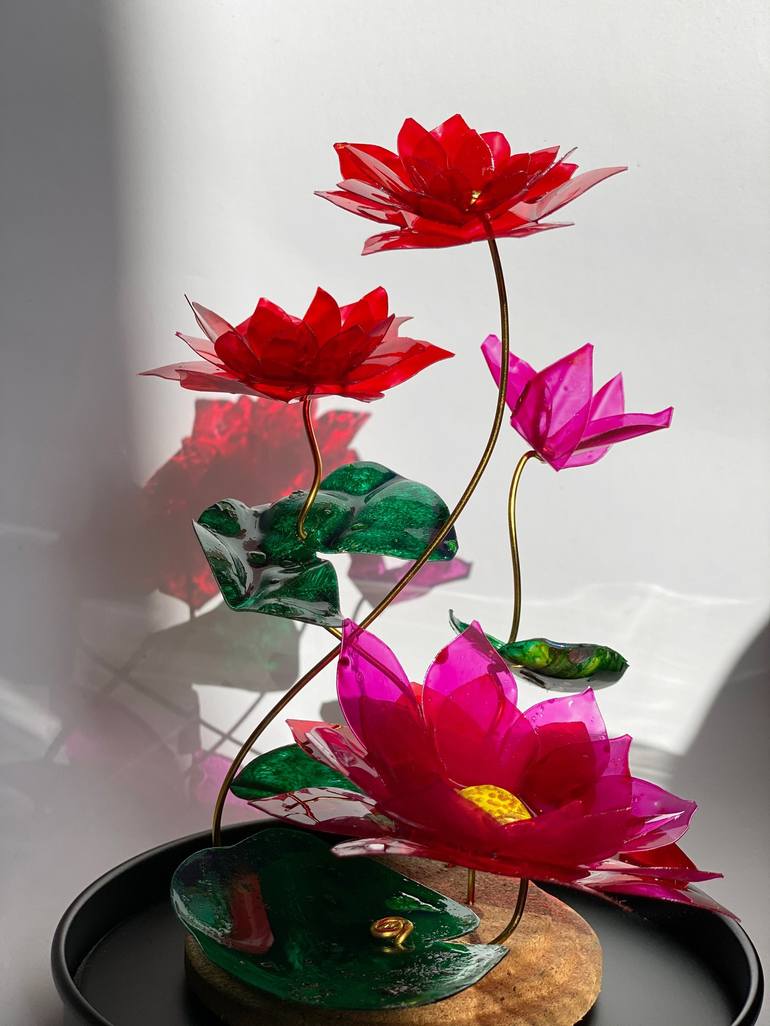 Original Art Deco Floral Sculpture by Swapna Namboodiri