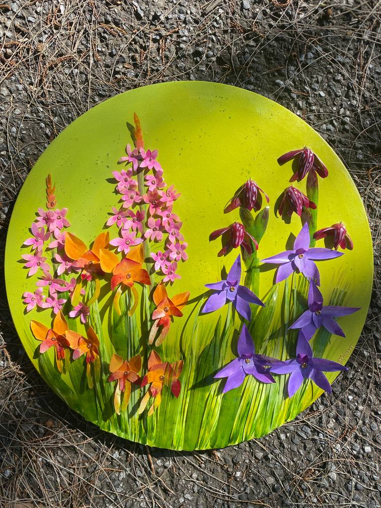 Original Art Deco Floral Sculpture by Swapna Namboodiri