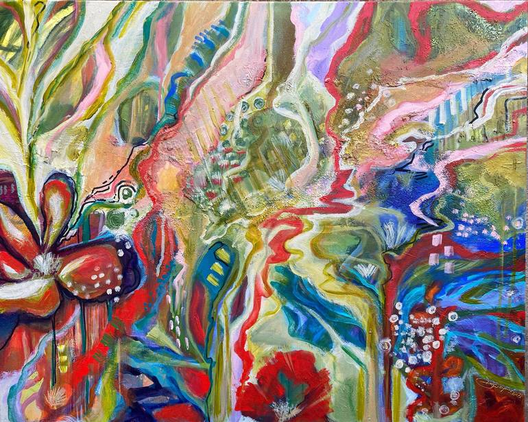 Original Abstract Floral Paintings by Swapna Namboodiri