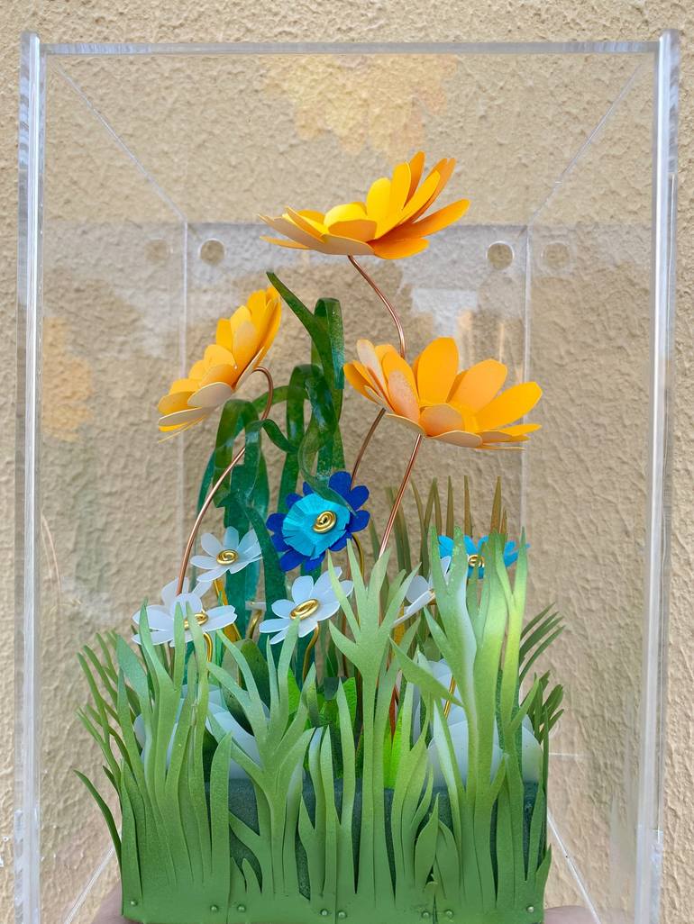 Original Art Deco Floral Sculpture by Swapna Namboodiri