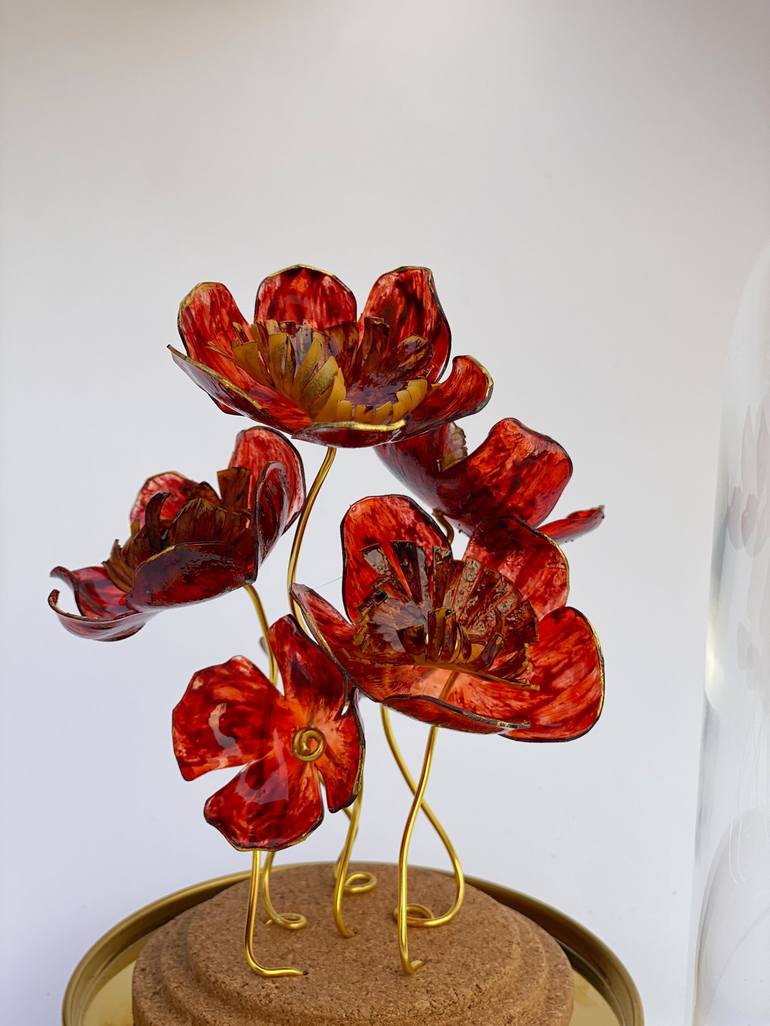 Original Art Deco Floral Sculpture by Swapna Namboodiri