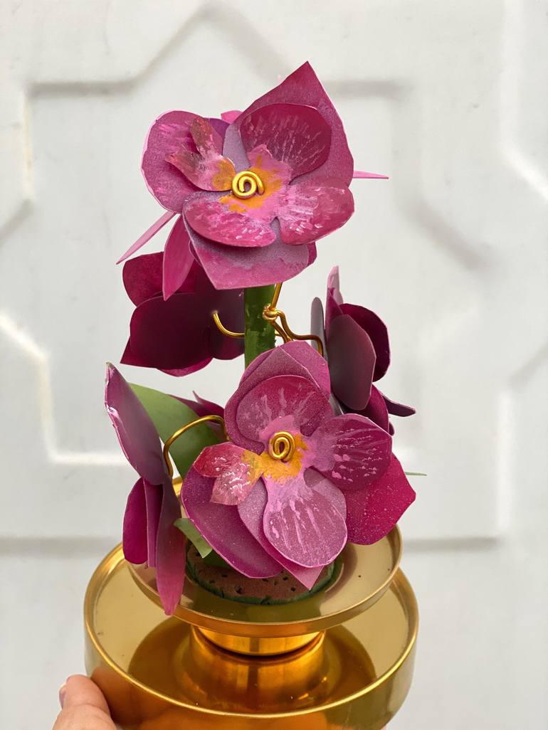 Original Art Deco Floral Sculpture by Swapna Namboodiri