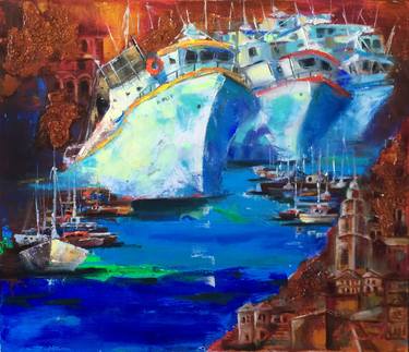 Original Expressionism Ship Paintings by Alla Kyslyakova
