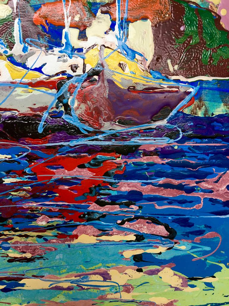 Original Art Deco Seascape Painting by Alla Kyslyakova