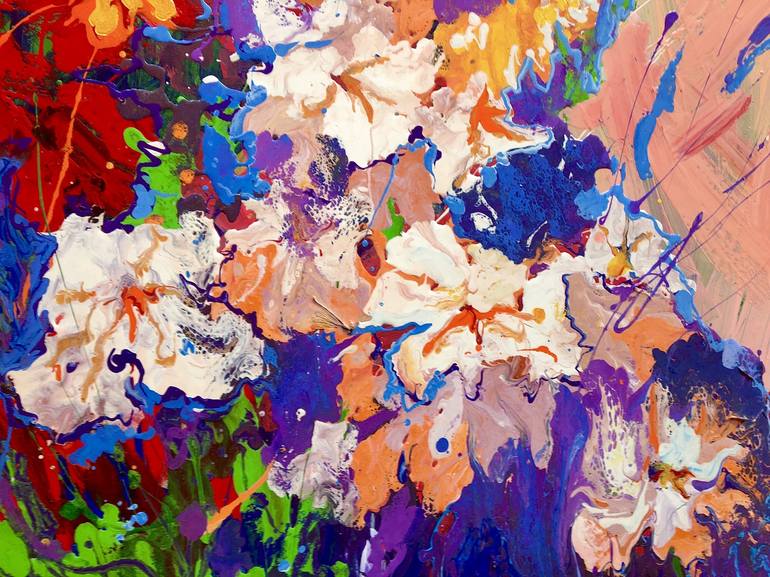 Original Abstract Floral Painting by Alla Kyslyakova