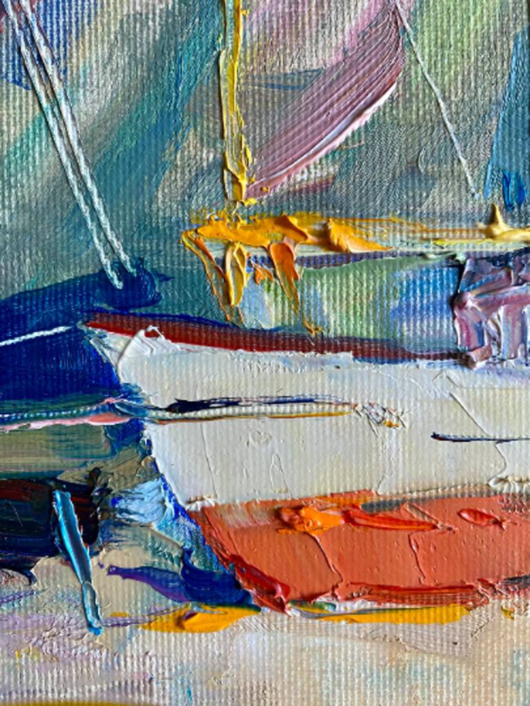 Original Art Deco Boat Painting by Alla Kyslyakova