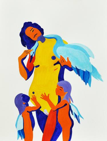 Original Figurative Family Paintings by Eva de Novoparis