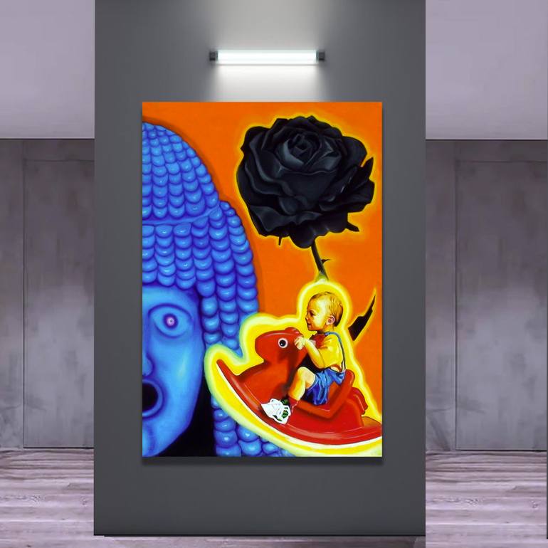 Original Symbolism Children Painting by Poderosi Augusto