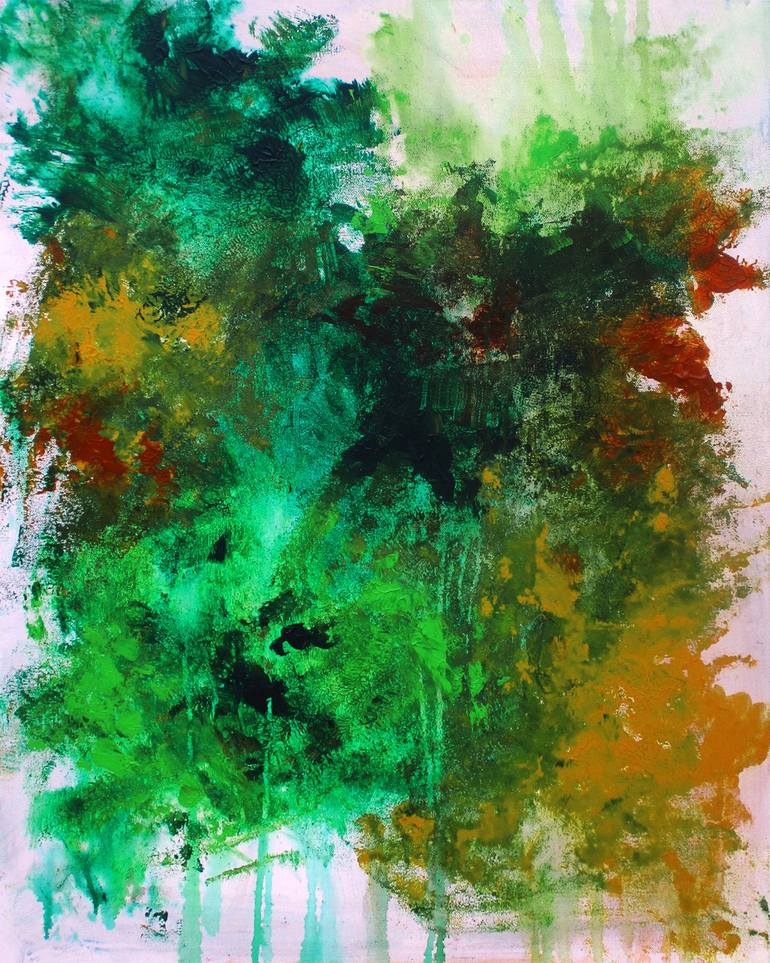 Original Abstract Painting by Ron Halfant | Abstract Art on Canvas | A Green Leaf